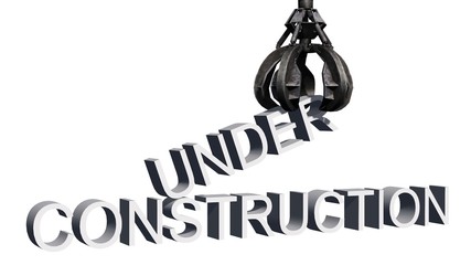 under construction sign - separated on white background