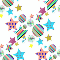 Multi-colored stars on a white background.Seamless.