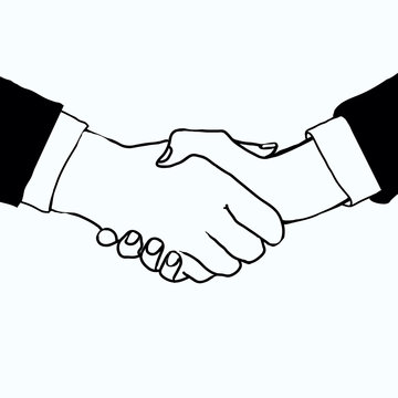 Handshake.Black and white drawing.Vektor.