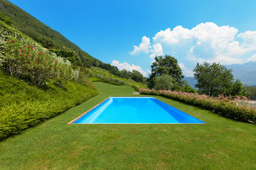 green garden with pool