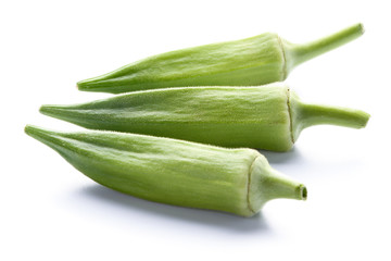 Fresh okra isolated on white