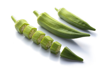 Fresh okra isolated on white