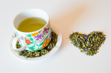 Mallow herbal tea cup, love for healthy herbs