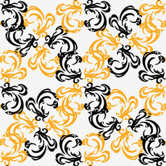 Abstract background in black and yellow patterns.Seamless.
