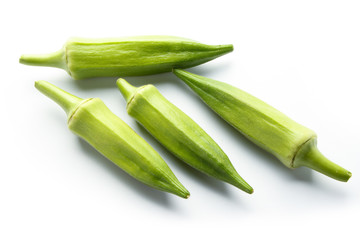 Fresh okra isolated on white