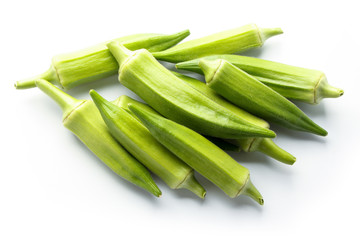 Fresh okra isolated on white