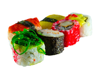 Sushi on white background