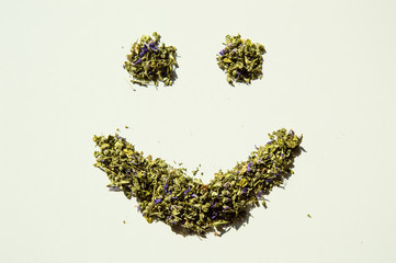 Happy smile of mallow herbal tea