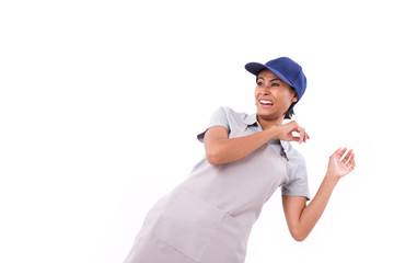 unhappy, surprised showing unpleasant expression to something