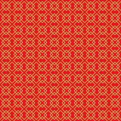 Golden seamless vintage Chinese window tracery square pattern background.
