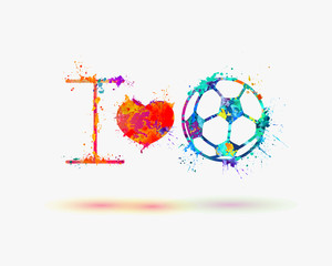 vector  fan slogan: i love football (Soccer Ball)
