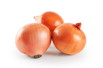 Onions isolated on white background.