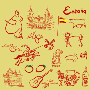 Spain symbols vector set. EPS 10 vector illustration