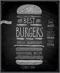 Best Burgers Poster - chalkboard style. © avian