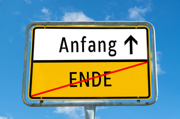 Ortsausgangsschild Anfang