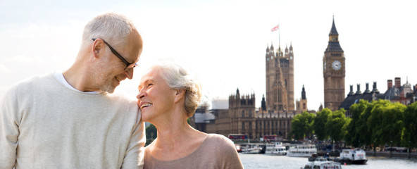 happy senior couple in london city