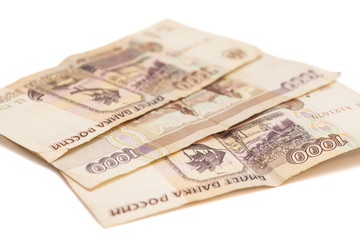 Russian money. One thousands rubles on white background