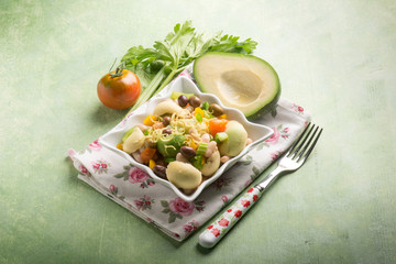 mixed salad with avocado and  beans