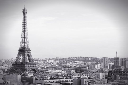 Fototapeta Paris skyline black and white
