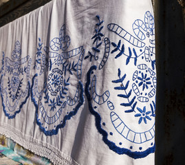 Blue handmade embroidery