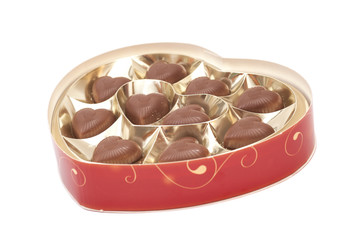Heart shaped candy box for Valentine's Day isolated on white