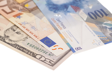 American dollars, European euro,Swiss franc currency