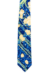 Vintage blue decorated with flowers tie