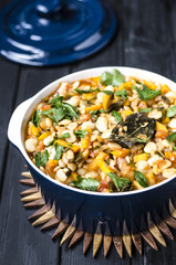 Greek vegetable stew vegetables with beans and bacon