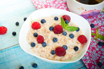 Oatmeal with different berries