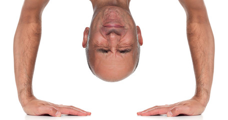 Close up of a man standing on his hands