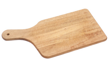 Wooden cutting board isolated on white