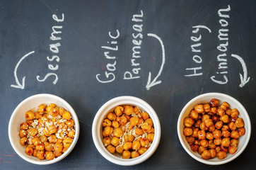 roasted chickpeas in different flavors