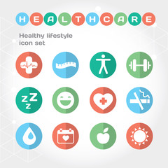 Medical and Healthcare flat round icon set.