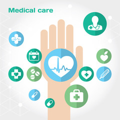 Medical and Healthcare flat icon set.