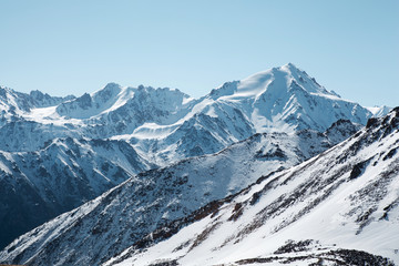 Trans-Ili Alatau mountains. Top view from Big Almaty peak.