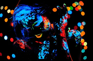 Girl with neon paint bodyart portrait, studio shot © Iosif Yurlov