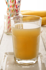 banana juice in a glass
