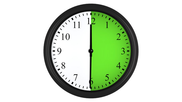 Wall clock with a green 30 minutes time interval