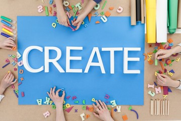 Creative children building words