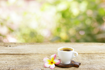 Coffee and frangipani flower