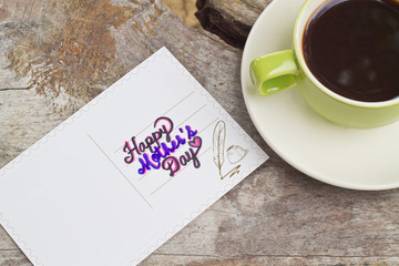Mother's Day card written on an old wooden concept of Mother's Day.