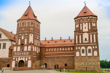 Obraz premium Medieval Mirskiy castle in Mir. Grodno region. Belarus. Focus on