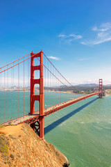 Golden Gate Bridge in San Francisco, California, vertical.