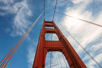 Golden Gate Bridge against the blue sky