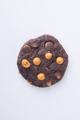 Chocolate chips cookies on background