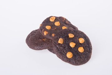 Chocolate chips cookies on background