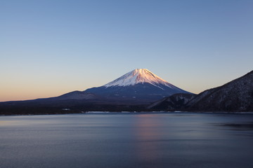 Mountain Fuji and lake motosu in autumn season