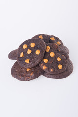 Chocolate chips cookies on background