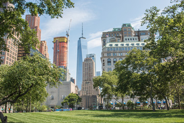 Fototapeta na wymiar Panoramic View of Manhattan from the Battery Park