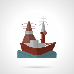 Sea port flat color vector icon